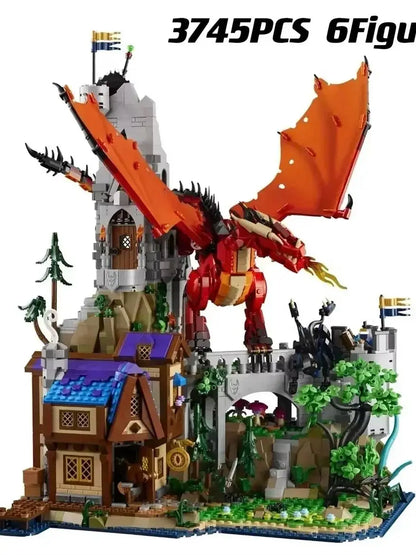 3745pcs Creative Collection Dungeons & Dragons Red Dragon Legend Model Building Block Set Assembly Toy Children's Birthday Gift