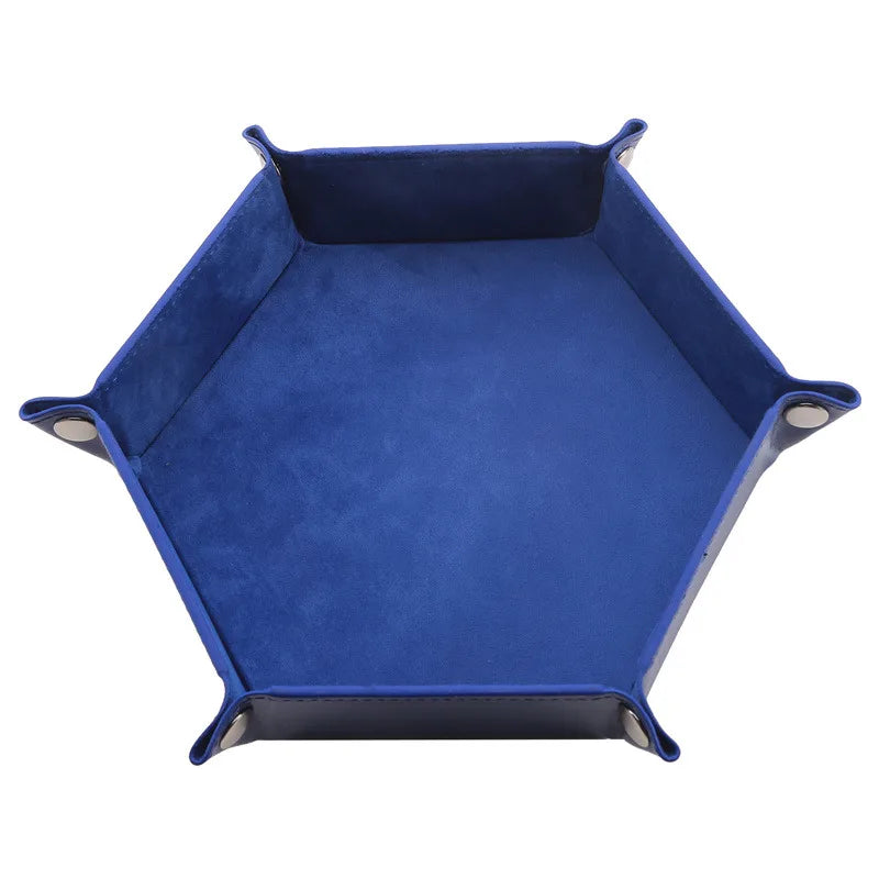 High Quality Leather Folding Hexagon Dice Tray Purple Dice Box For RPG DnD Games Dice Storage Collapsible Phone Key Coin Storage
