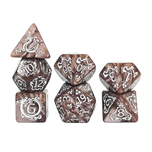 DND Dice 7Pcs/set Dragon Pattern Polyhedral Dices Role Playing D&D TRPG Board Game Dice As Gift Entertainment Accessories