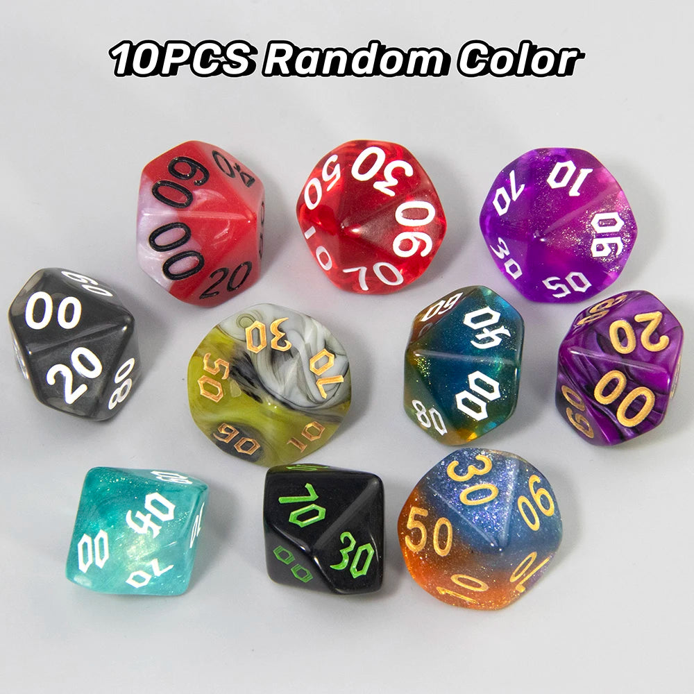 DND Game Dices Random Color Polyhederal Dice Set 10Pcs D4-D20 Perfect for DND Games RPG Board Game Dice