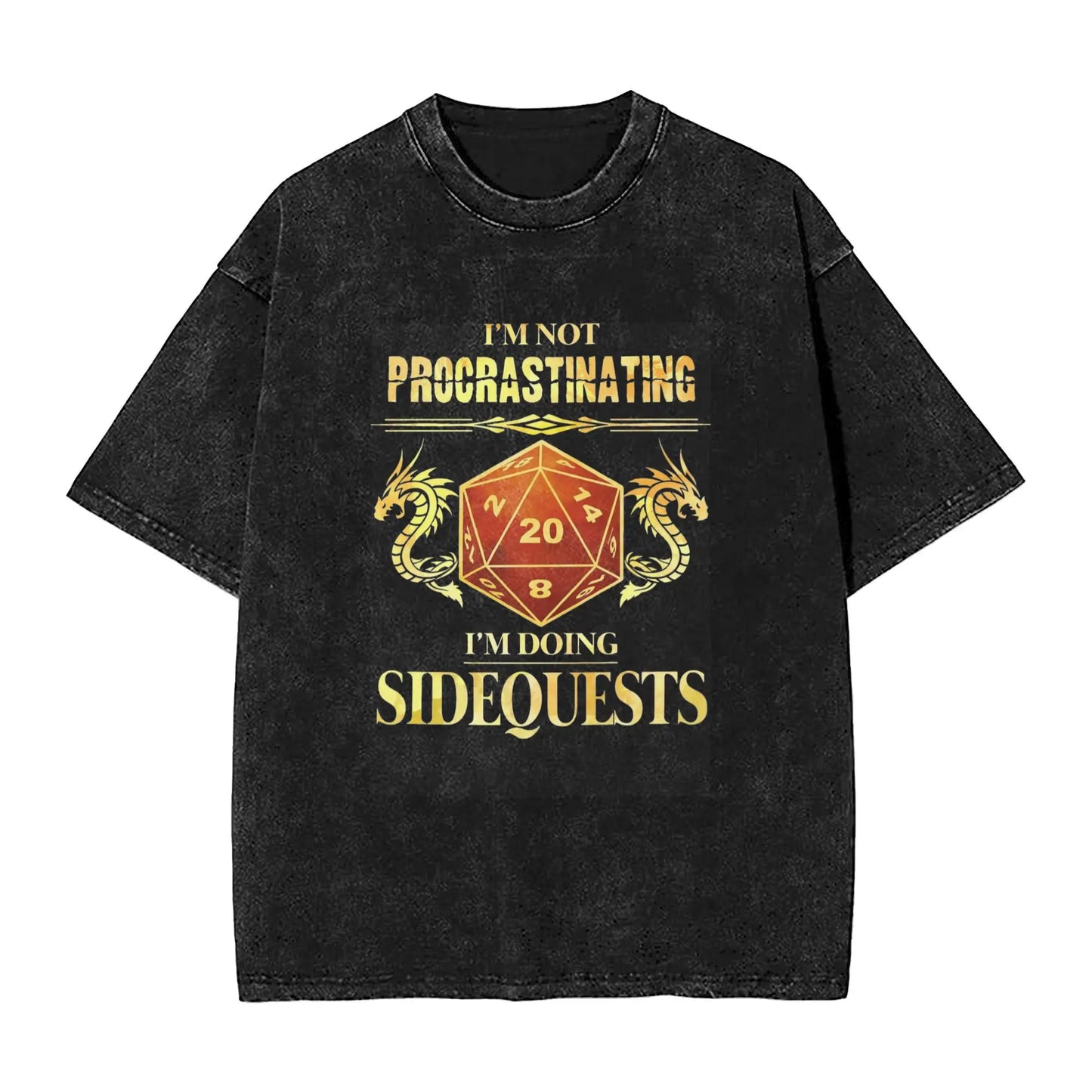 I'm Not Procrastinating Dungeon And Dragon Vintage Washed T Shirts Cotton Fashion for Male T-Shirt Crew Neck Tees Tops Printed