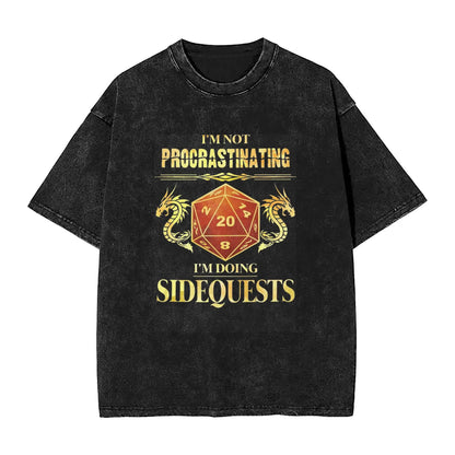 I'm Not Procrastinating Dungeon And Dragon Vintage Washed T Shirts Cotton Fashion for Male T-Shirt Crew Neck Tees Tops Printed