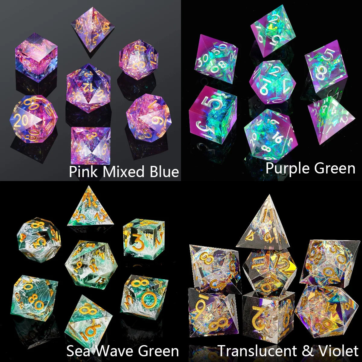 Resin Sharp Edge DND Dice Set for Dungeons and Dragons Role Playing and Tabletop Game