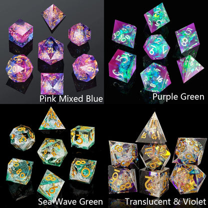 Resin Sharp Edge DND Dice Set for Dungeons and Dragons Role Playing and Tabletop Game