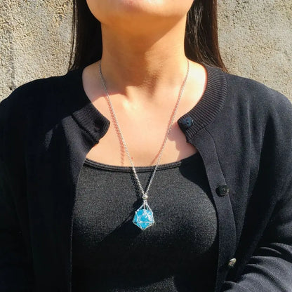 New Crystal Cage Holder Necklace Adjustable Stone Net Interchangeable Stainless Steel Necklace Dice Rope Chain Pendant Jewelry