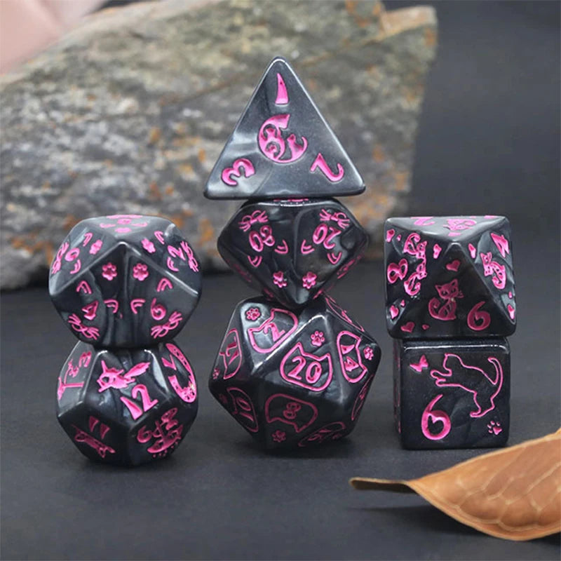 7 Pieces Complete Polyhedral DND Dice Set D3-D10 Spherical RPG Dice Set for Role Playing Table Games Supplies