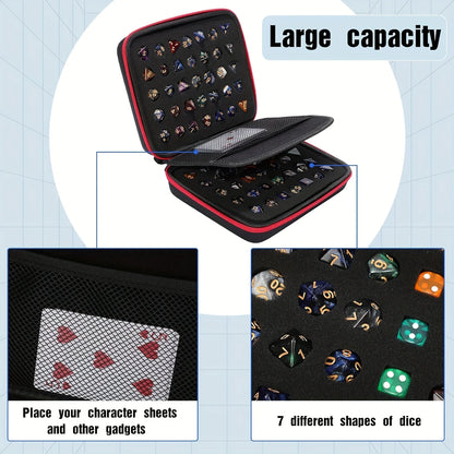Hard Carrying Case for Dungeons & Dragons RPG Board Games Dice Package EVA 70 Hole Dice Bag with Partition for D&D Portable Bag