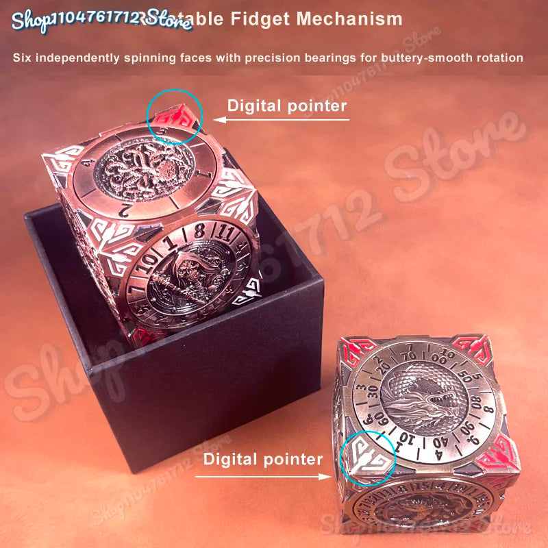 Metal Mechanical Roulette Spinning DND Fingertip Gyro Dice 7 in 1 for Dungeons and Dragons RPG Role Playing Tabletop Games Gift