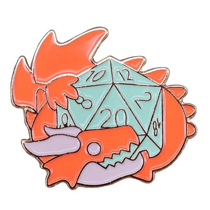 RPG Game Dungeon DnD Dragon Enamel Pins Dice D20 Cartoon Brooch Clothes Backpack Lapel Badges Fashion Jewelry Gifts