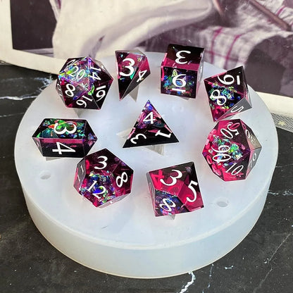 DIY DND Sharp Edge Dice Silicone Mold for 9Pcs Resin Dice Mold