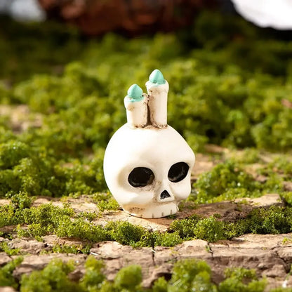 Mini Halloween Miniature Figurine Spider Bat Candle Skull Cartoon Scary Rabbit Statue Pranky Prop Party Ornaments