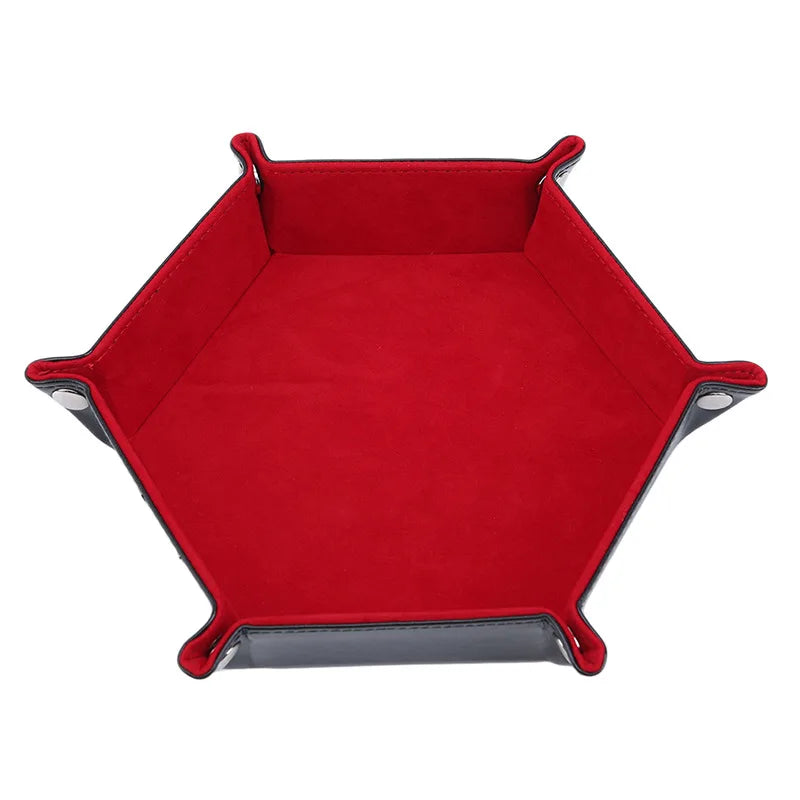 High Quality Leather Folding Hexagon Dice Tray Purple Dice Box For RPG DnD Games Dice Storage Collapsible Phone Key Coin Storage