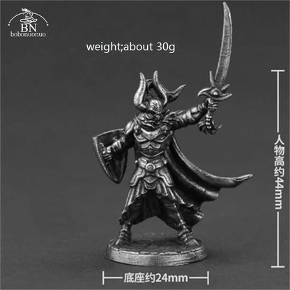 White Brass Adventurer Guild Soldiers Figurine Models Finished Desktop Game Ornament Military Handmade Men Boys Collection Gifts