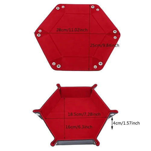 Portable Folding Dice Rolling Tray Set For Rpg Dnd Table Games Pu Leather Velvet Holder Storage Box  Hexagon Coin Square Tray