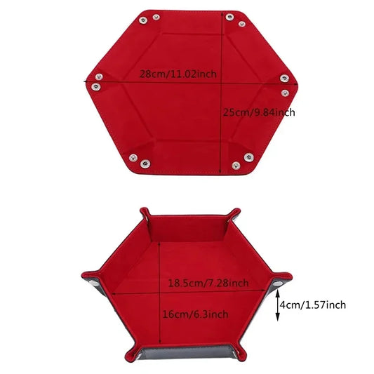 Portable Folding Dice Rolling Tray Set For Rpg Dnd Table Games Pu Leather Velvet Holder Storage Box  Hexagon Coin Square Tray