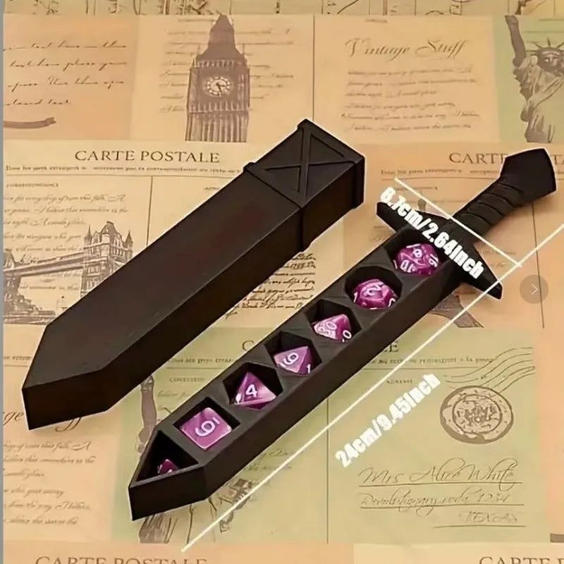 3D Printed Sword-shaped Storage Box for DND RPG TRPG Games Dice DND Game Role 22mm Dice Holder Desktop Ornament Storage Boxes