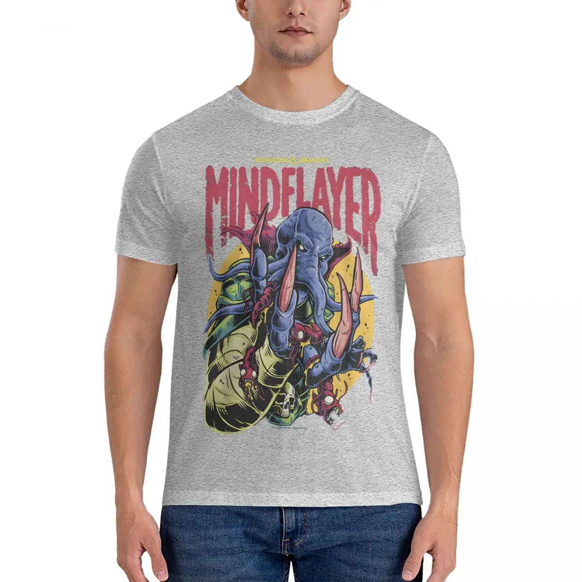 Mindflayer T-Shirts for Men D-Dungeons And Dragons Novelty Pure Cotton Tee Shirt Crewneck Short Sleeve T Shirts Birthday