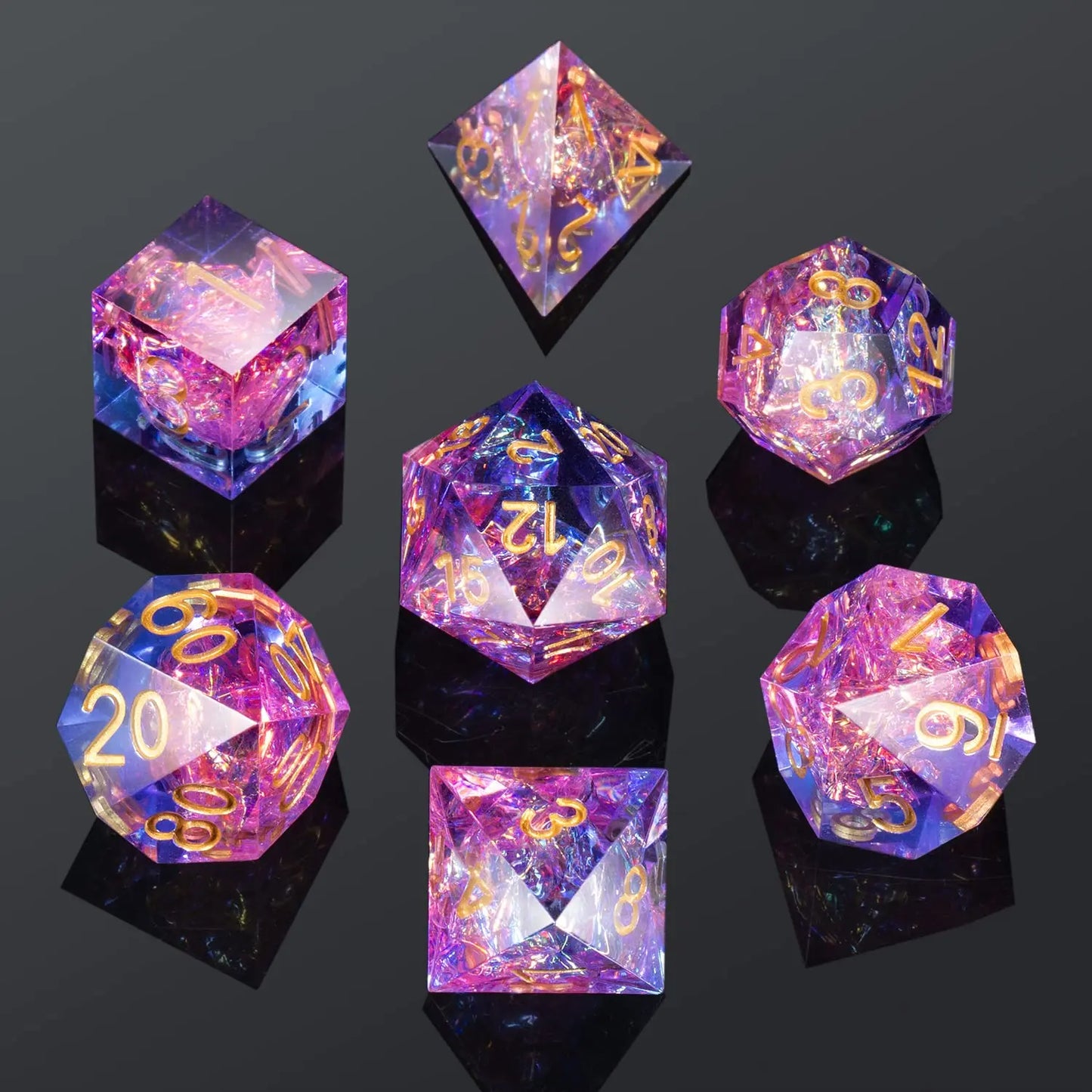 Resin Sharp Edge DND Dice Set for Dungeons and Dragons Role Playing and Tabletop Game