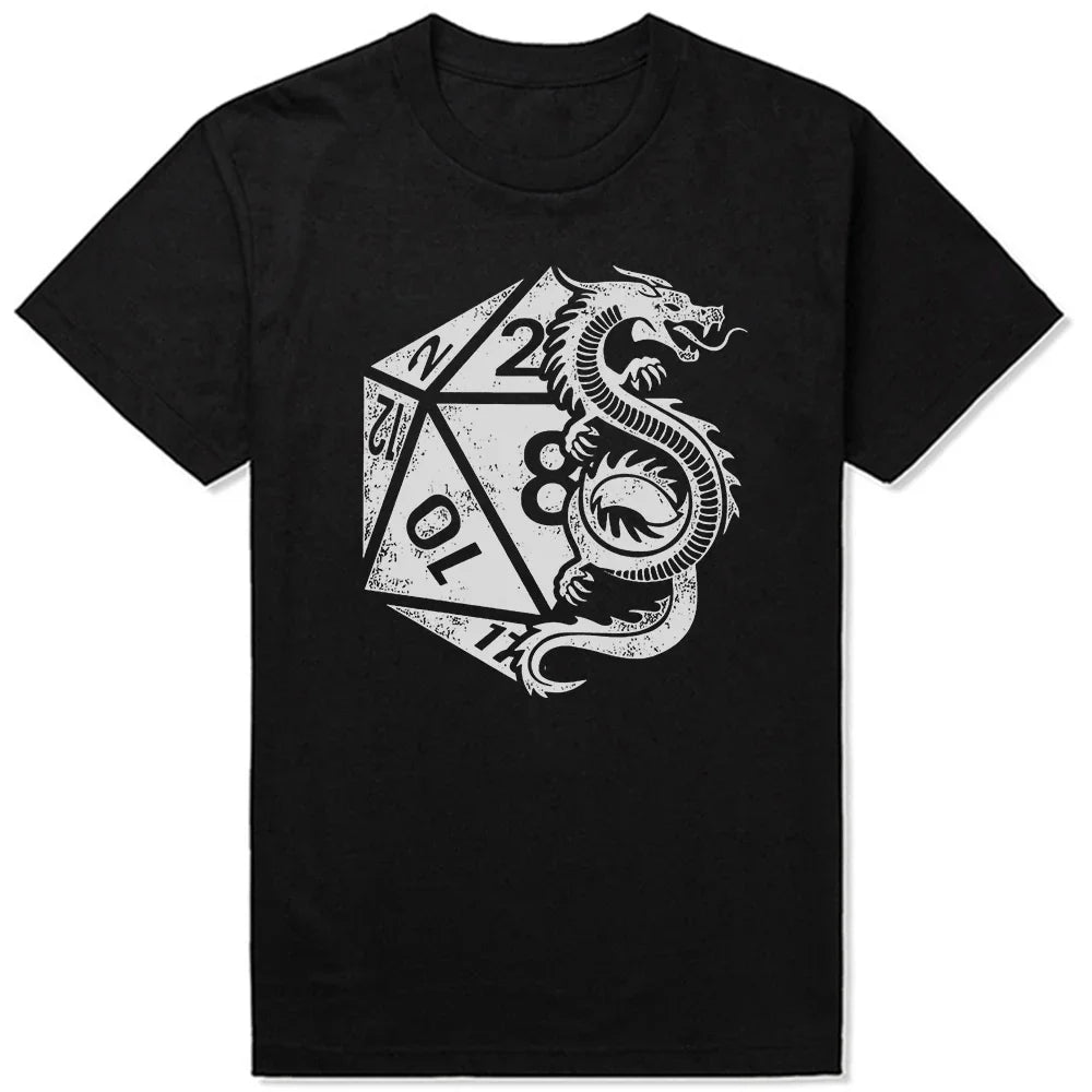Dragon Dice D20 Dungeon Dice Elegant T Shirt DND Game Humor TShirt Men Tee Shirt New Design Short Sleeve Men Clothing