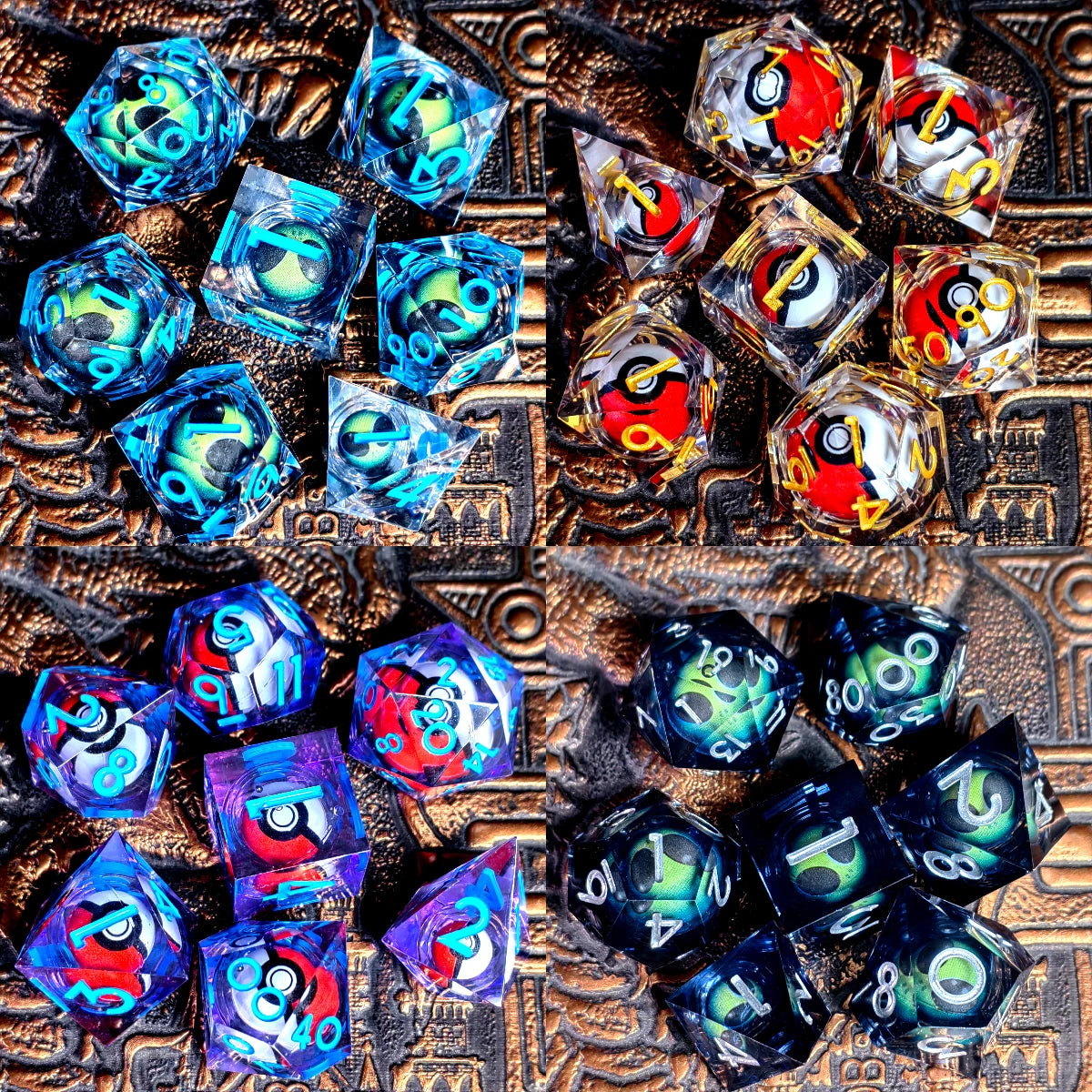 7-Piece Resin DnD Dice Set with Spinning Dragon Eye Core, Transparent Polyhedral Dice for Dungeons & Dragons, RPG Tabletop Games