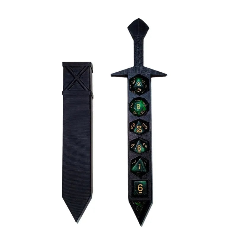 3D Printed Sword-shaped Storage Box for DND RPG TRPG Games Dice DND Game Role 22mm Dice Holder Desktop Ornament Storage Boxes