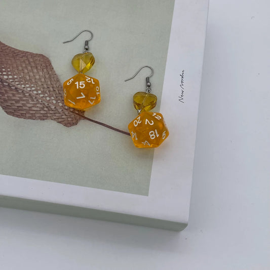 5 Colors DnD D20 Resin Dice Love Heart Drop Earrings for Women Y2K Vintage Dungeons and Dragons Game Long Dangle Earrings