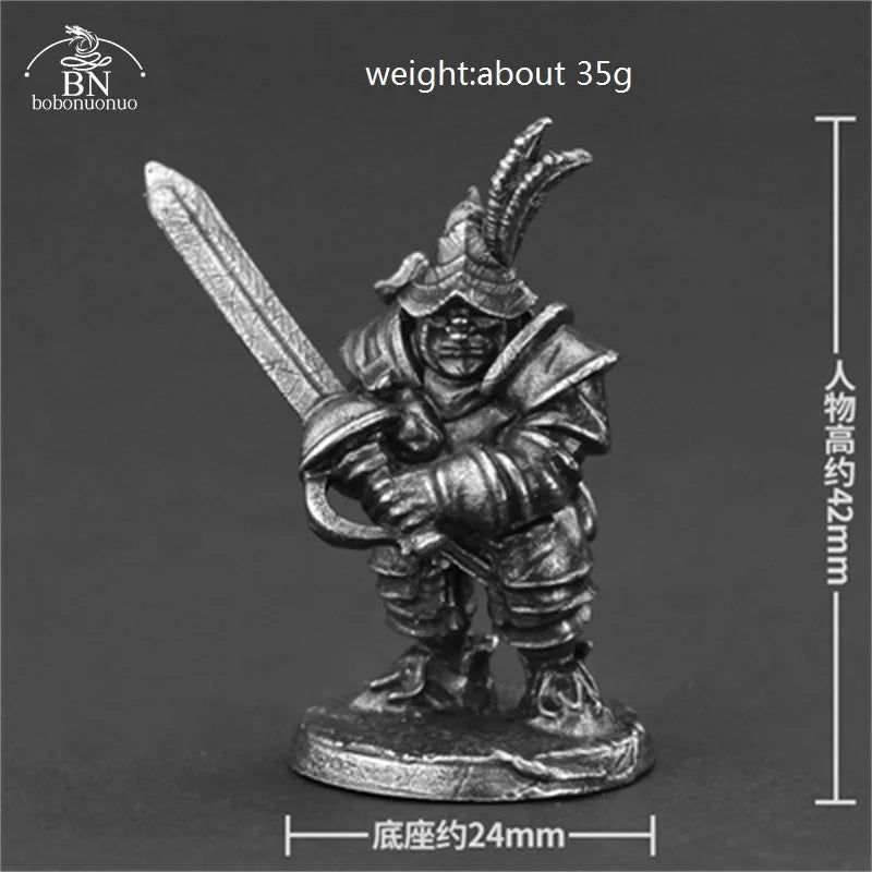 White Brass Adventurer Guild Soldiers Figurine Models Finished Desktop Game Ornament Military Handmade Men Boys Collection Gifts