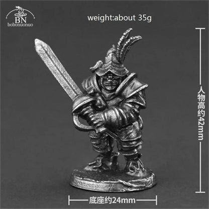 White Brass Adventurer Guild Soldiers Figurine Models Finished Desktop Game Ornament Military Handmade Men Boys Collection Gifts