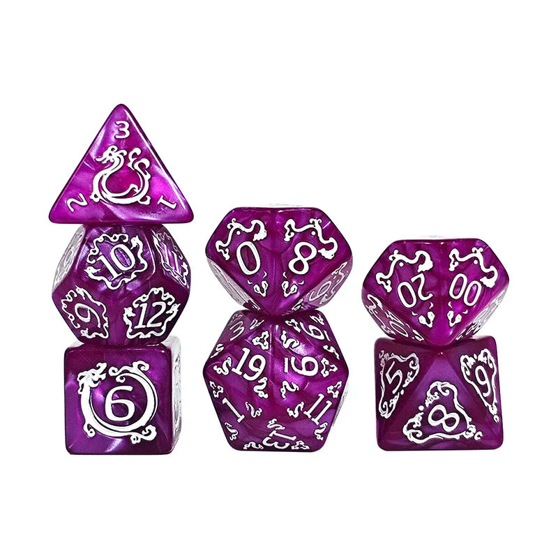 DND Dice 7Pcs/set Dragon Pattern Polyhedral Dices Role Playing D&D TRPG Board Game Dice As Gift Entertainment Accessories