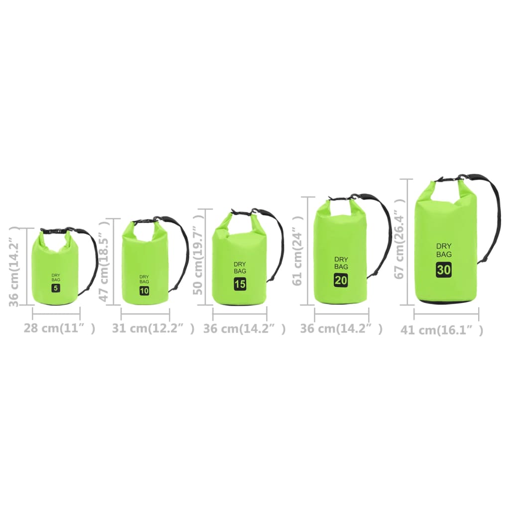 vidaXL Dry Bag Green 4 gal PVC-0