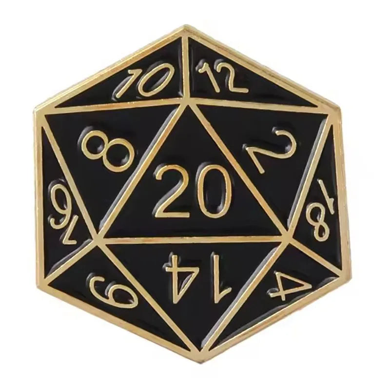 RPG Game Dungeon DnD Dragon Dice D20 Anime Enamel Pin Lapel Badges Manga Brooches for Women Fashion Jewelry Accessories Gifts