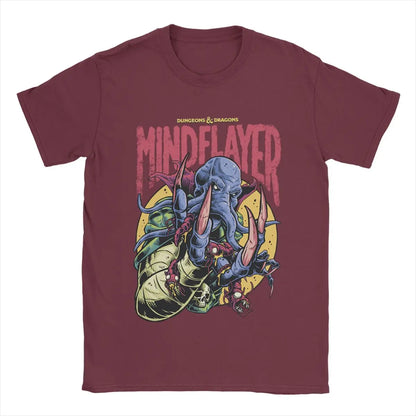 DnD Mind Flayer Portrait Men T Shirts Game Leisure Tees Short Sleeve Round Neck T-Shirt Pure Cotton 6XL Clothing