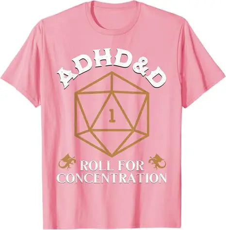 Vintage ADHD&D Roll for Concentration DnD Men Women T-Shirt RPGs Gamer Graphic Outfit Funny Saying Tee Short Sleeve Blouses Gift