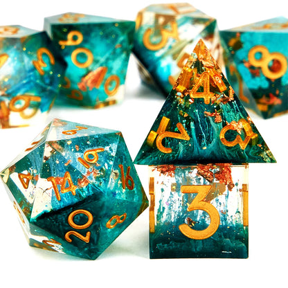 D&D Dice Set - 7-Piece Sharp Edge Red Resin Dice for Dungeons & Dragons, Perfect for RPG and Tabletop Games
