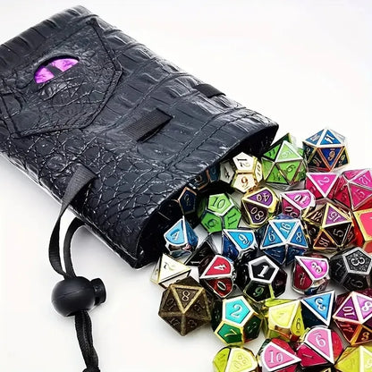 1pc Drawstring Dice Bag PU Leather DND Dice Pouch Tarot Oracle Cards Storage Bag for D&D Dice, Coins and Accessories