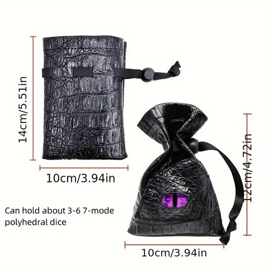 1pc Drawstring Dice Bag PU Leather DND Dice Pouch Tarot Oracle Cards Storage Bag for D&D Dice, Coins and Accessories