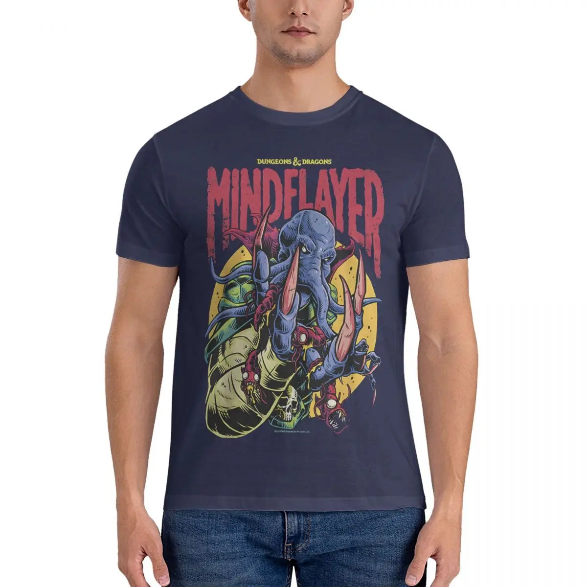 Mindflayer T-Shirts for Men D-Dungeons And Dragons Novelty Pure Cotton Tee Shirt Crewneck Short Sleeve T Shirts Birthday