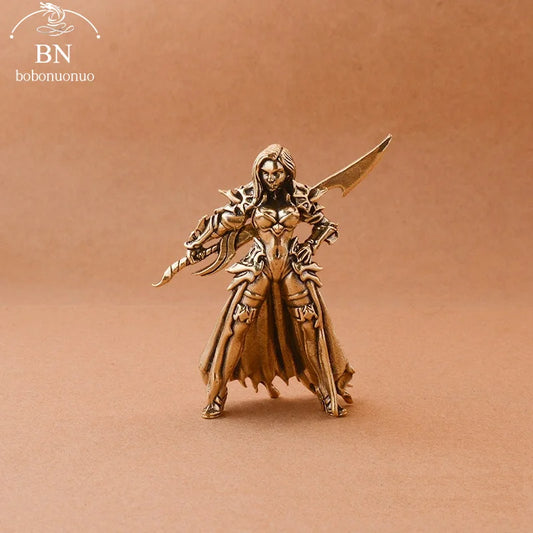 Copper Metal Solider Model Miniatures Figurine Vintage broadsword Beauty warrior Ornament Desktop Decoration Accessories Toy Gi