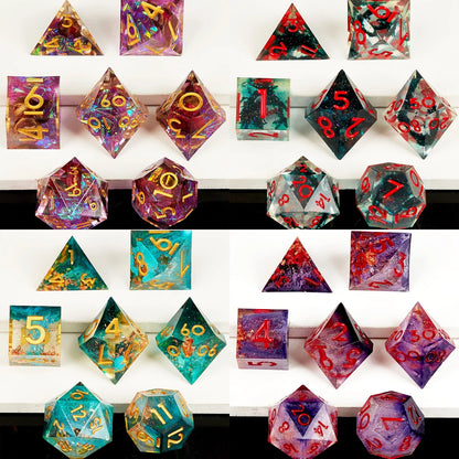 D&D Dice Set - 7-Piece Sharp Edge Red Resin Dice for Dungeons & Dragons, Perfect for RPG and Tabletop Games