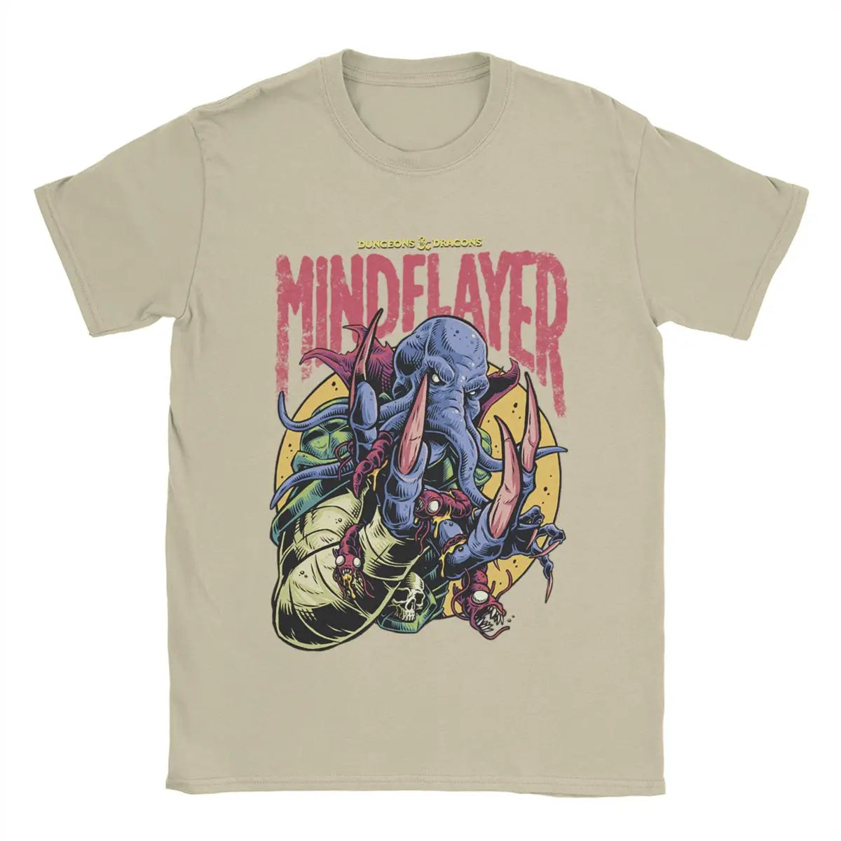DnD Mind Flayer Portrait Men T Shirts Game Leisure Tees Short Sleeve Round Neck T-Shirt Pure Cotton 6XL Clothing