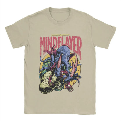 DnD Mind Flayer Portrait Men T Shirts Game Leisure Tees Short Sleeve Round Neck T-Shirt Pure Cotton 6XL Clothing