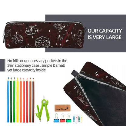 DnD Game Dice Spill Pencil Case Creative Pen Holder Bags Girls Boys Large Storage Students School Gift Pencil Box