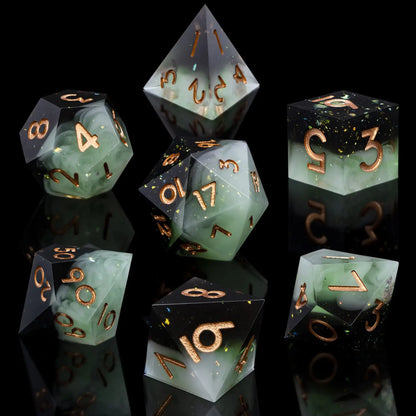 Resin Sharp Edge DND Dice Set for Dungeons and Dragons Role Playing and Tabletop Game