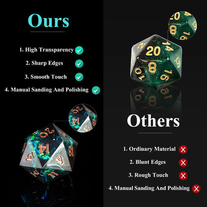 Resin Sharp Edge DND Dice Set for Dungeons and Dragons Role Playing and Tabletop Game