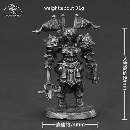 White Brass Adventurer Guild Soldiers Figurine Models Finished Desktop Game Ornament Military Handmade Men Boys Collection Gifts
