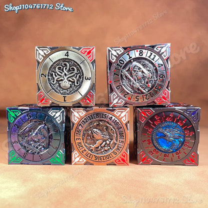 Metal Mechanical Roulette Spinning DND Fingertip Gyro Dice 7 in 1 for Dungeons and Dragons RPG Role Playing Tabletop Games Gift