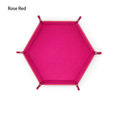 Portable Folding Dice Rolling Tray Set For Rpg Dnd Table Games Pu Leather Velvet Holder Storage Box  Hexagon Coin Square Tray