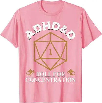 Vintage ADHD&D Roll for Concentration DnD Men Women T-Shirt RPGs Gamer Graphic Outfit Funny Saying Tee Short Sleeve Blouses Gift