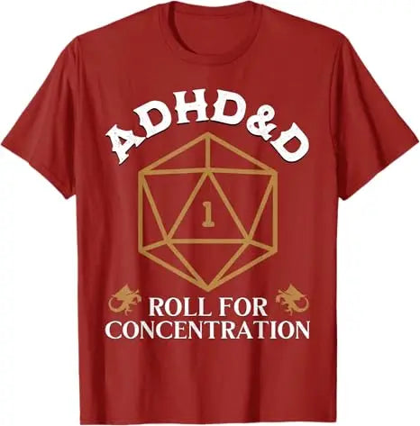 Vintage ADHD&D Roll for Concentration DnD Men Women T-Shirt RPGs Gamer Graphic Outfit Funny Saying Tee Short Sleeve Blouses Gift