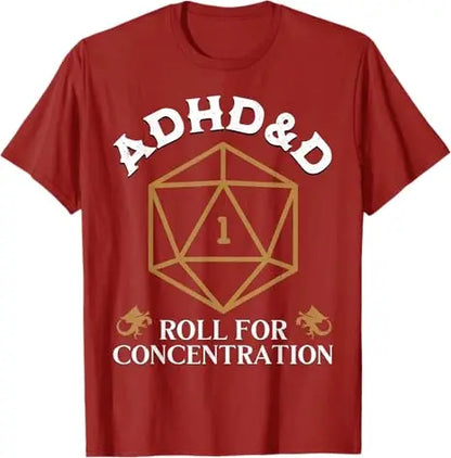 Vintage ADHD&D Roll for Concentration DnD Men Women T-Shirt RPGs Gamer Graphic Outfit Funny Saying Tee Short Sleeve Blouses Gift